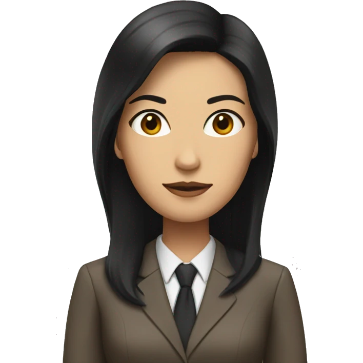 Female defense attorney with long black hair with brown suit emoji