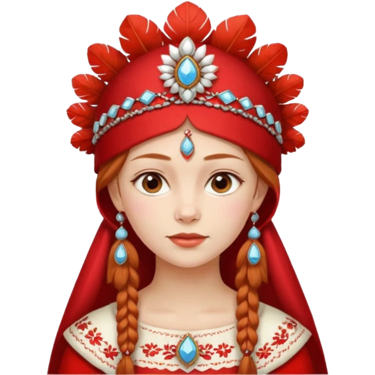 Russian Russian girl in a traditional Russian red headdress emoji