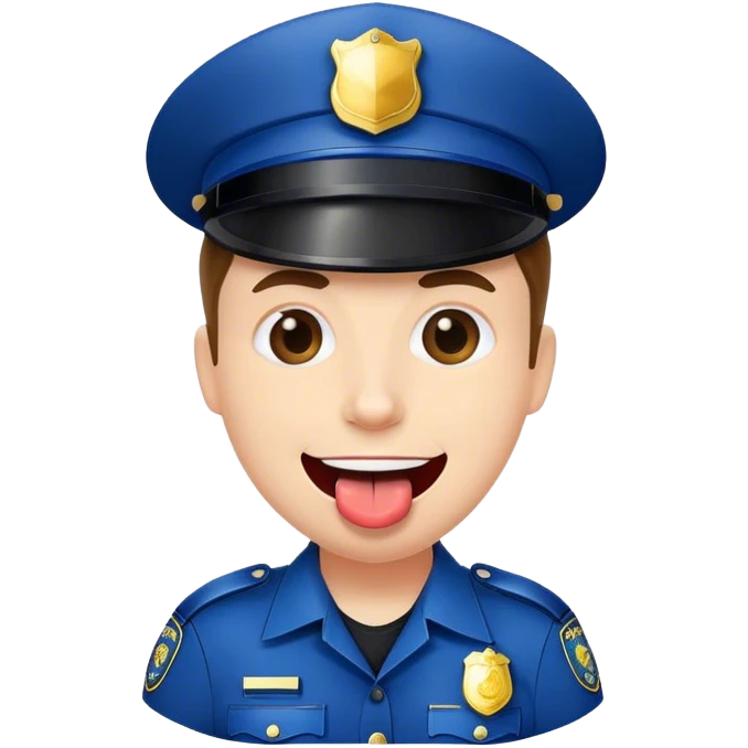 happy police officer portrait with tongue sticking out emoji