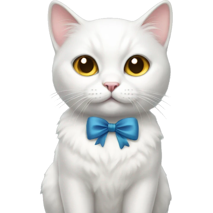 white cat with bow emoji