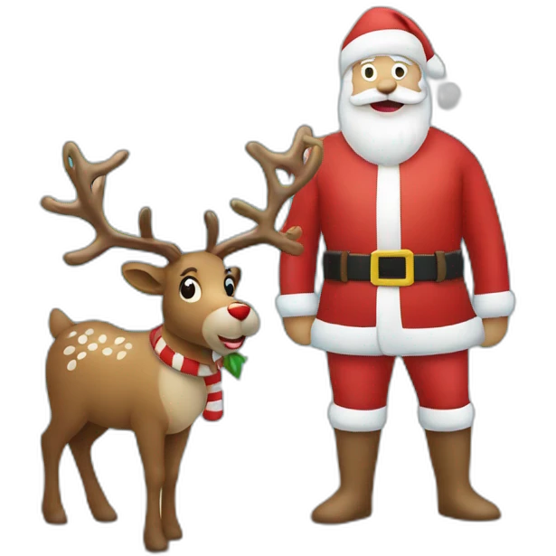 Santa with reindeer on the beach emoji
