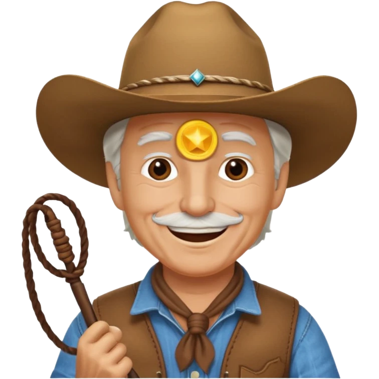 Give this emoji 🤠 a whip make it an old white guy with a whip  emoji