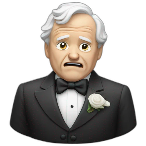 bust of an old white man in a tuxedo who is sobbing emoji