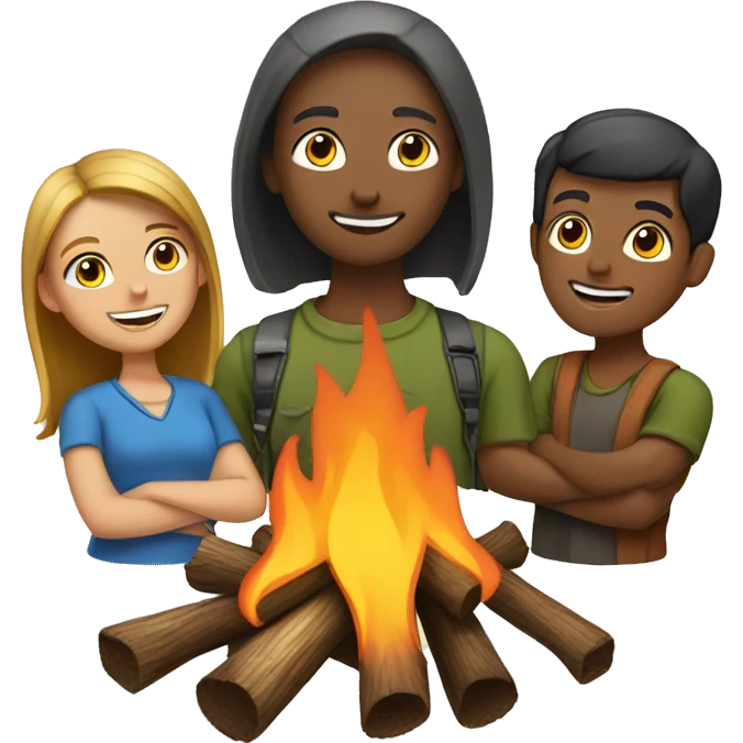 campfire with 6 people around it emoji