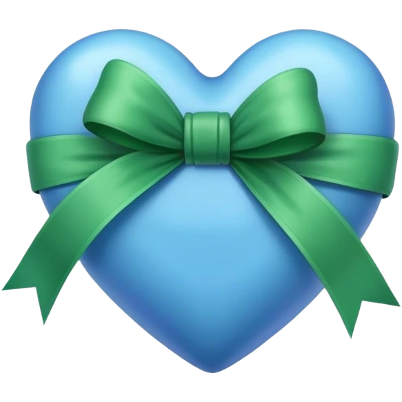 a blue heart wrapped by a green bow emoji
