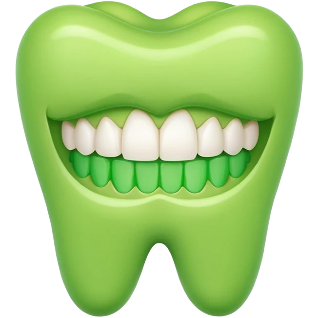 teeth with bright green braces emoji