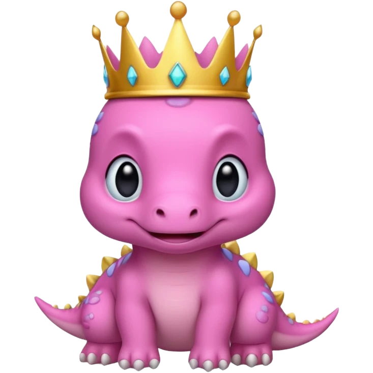 pink baby dinossaur with a crown emoji