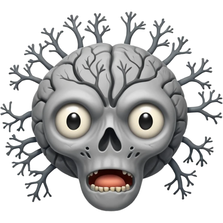 Scared amygdala in brain emoji
