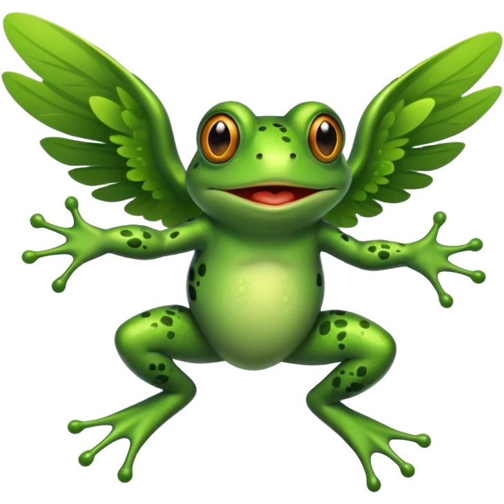 frog flying with wings into wilderness emoji