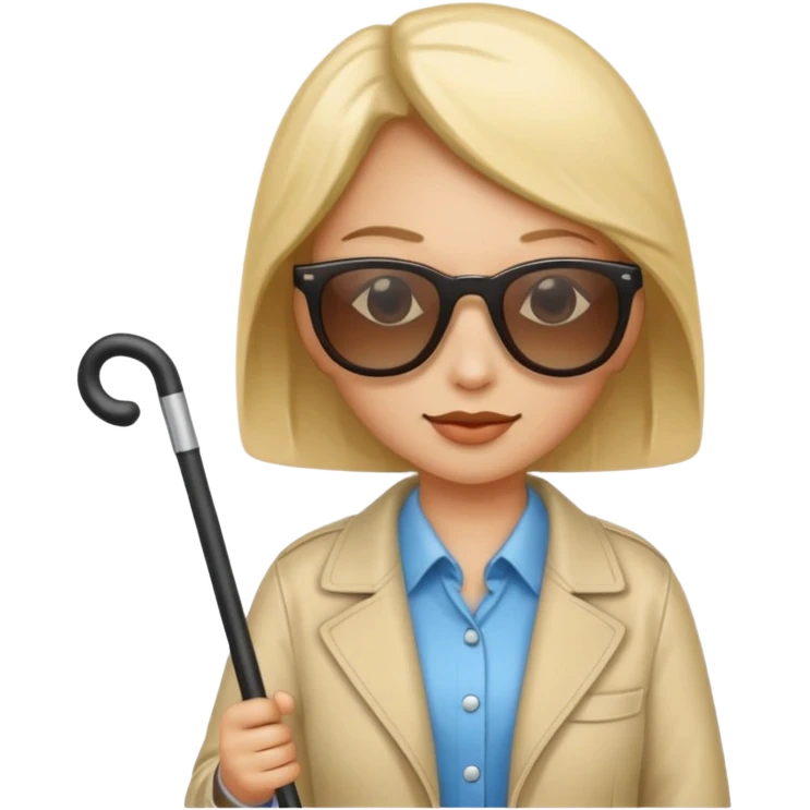 A blind person wearing sunglasses and holding a guide cane emoji