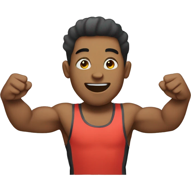Gym bro happy with raised hands emoji