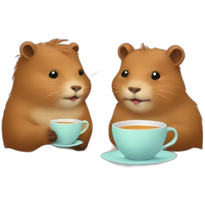 Capybara and a cat drinking tea emoji
