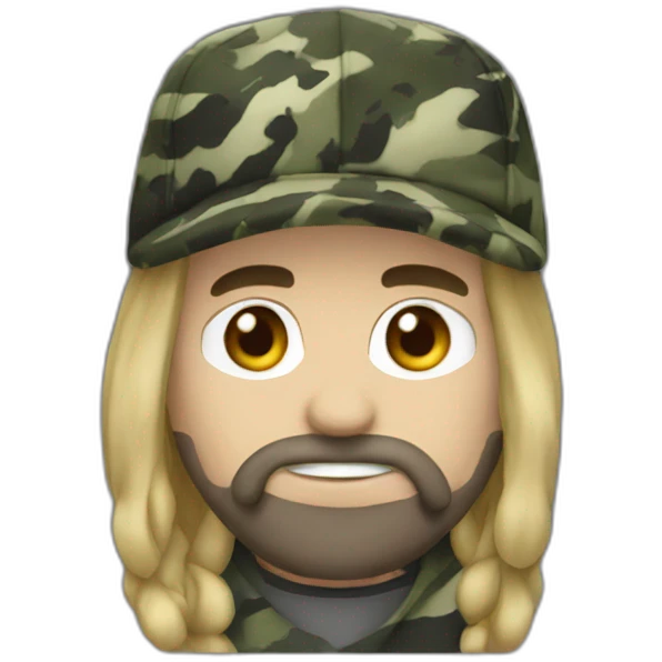 heavy metal fan with camo hat emoji