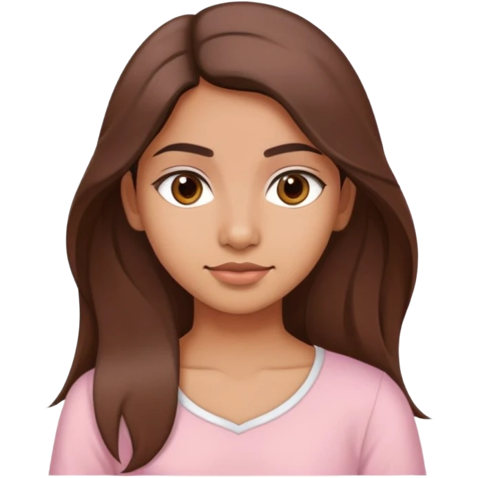a north-east indian girl with long brown hair wearing a soft pink top emoji