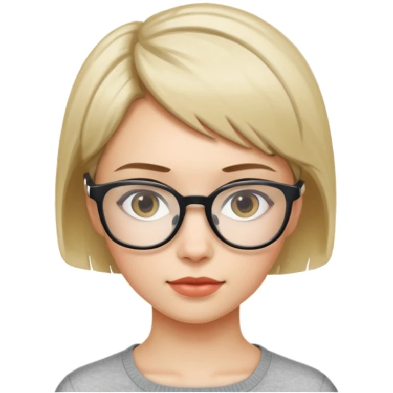 haz un emoji de una joven con pelo corto y lentes tipo 2014 transparente  emoji