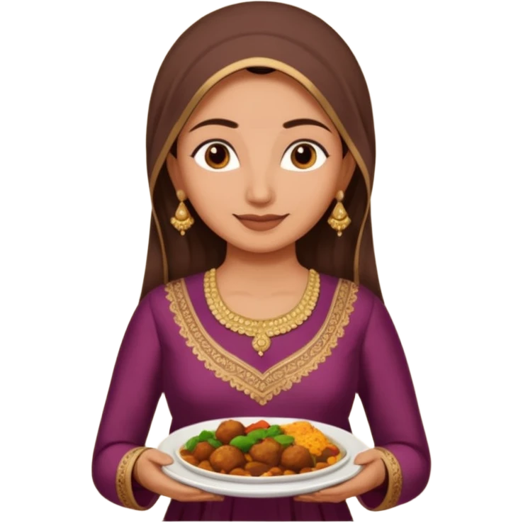 make an indian mom holding a plate of dinner wearing a salwar kameez  emoji