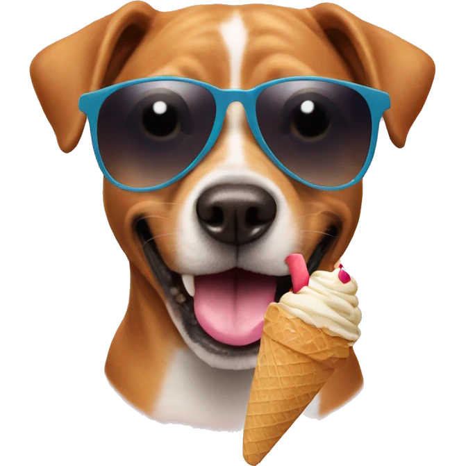 dog in sunglasses eating ice cream  emoji