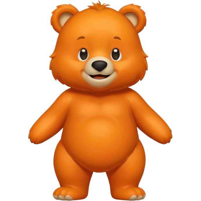 Create a orange friendly bear, make him look like from a kid cartoon and make him smile. Show his whole emoji