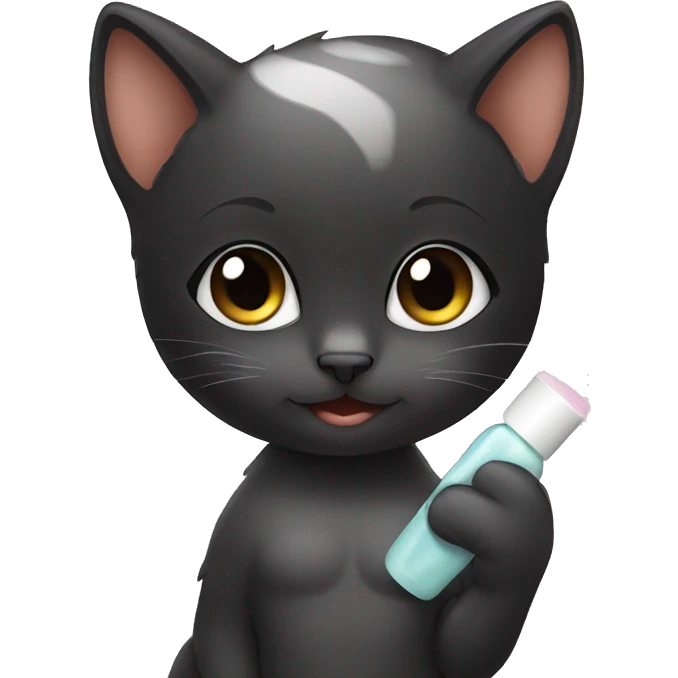 black female kitten doing skin care emoji