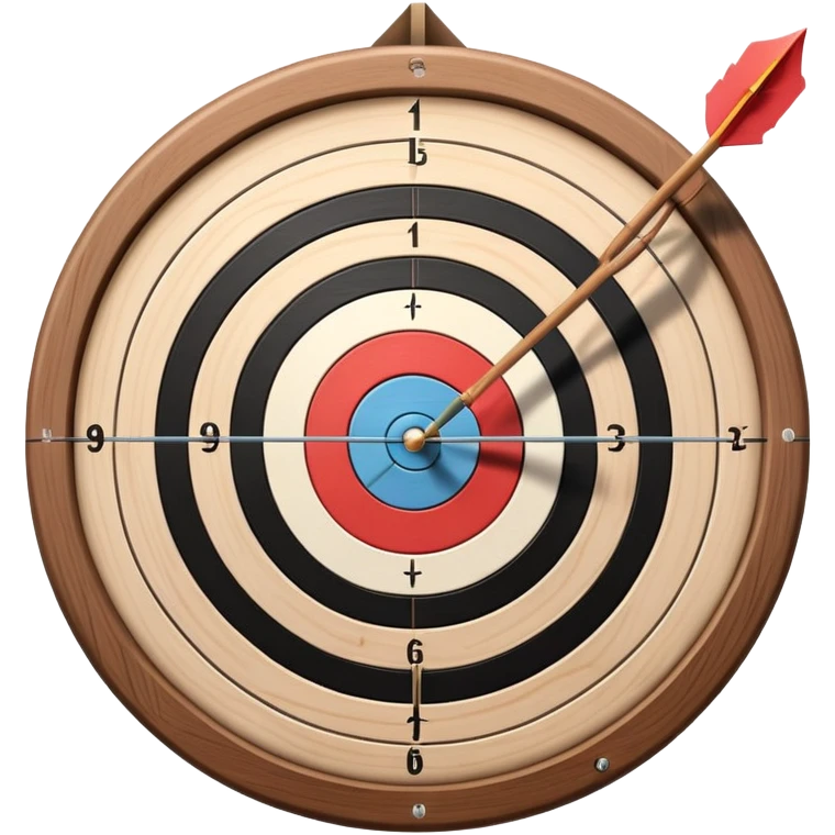 A close-up of a bowstring pulled taut with an arrow aimed at a target. The target's concentric rings are visible in the background, highlighting the focus and precision required for archery. The scene captures the grace and concentration of the sport. emoji