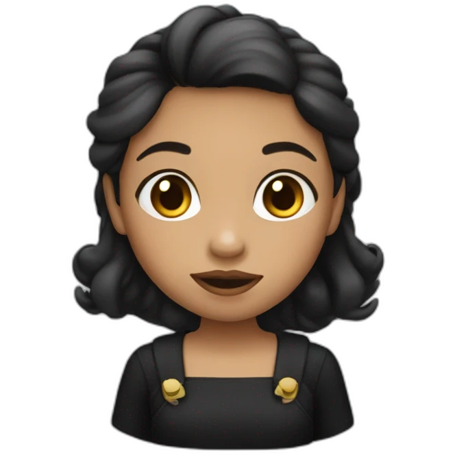 Petit girl, black dress and blah bag emoji