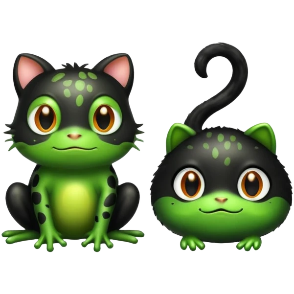 Frog and black furry cat emoji