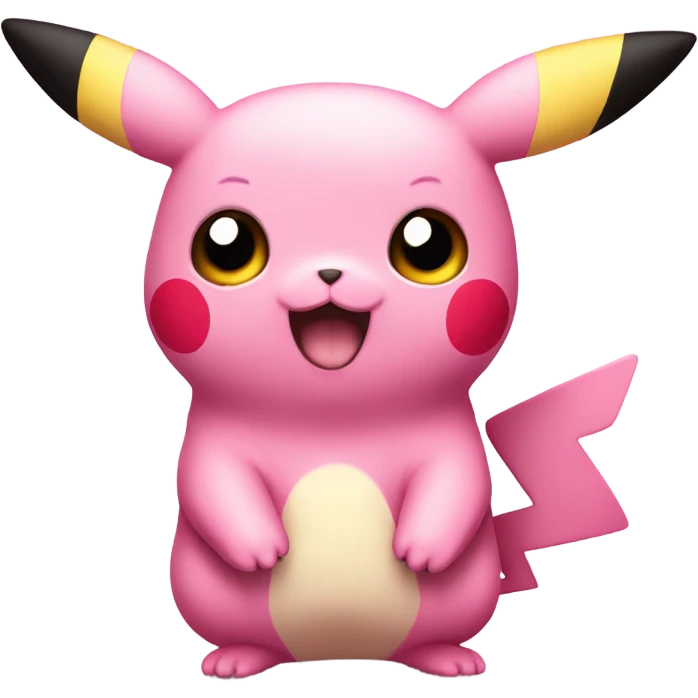 Cute pink pikachu with starry eyes emoji