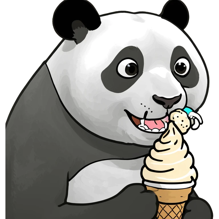 Panda eating ice cream emoji