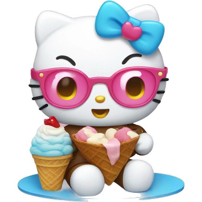 hello kitty eating icecream emoji