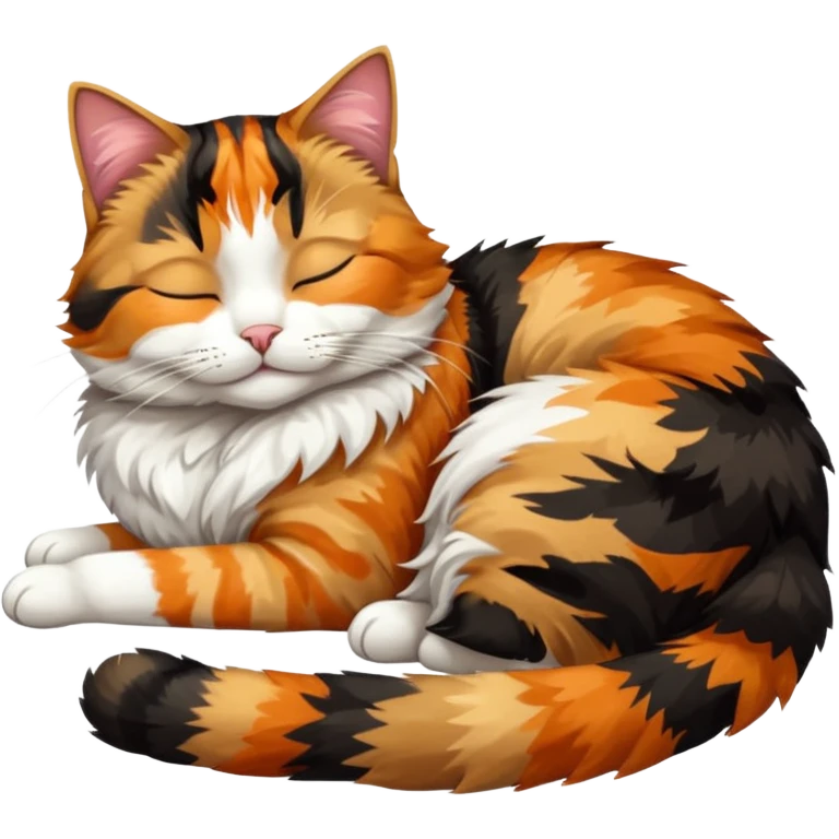 full body colourful light patched calico tabby cat sleeping emoji