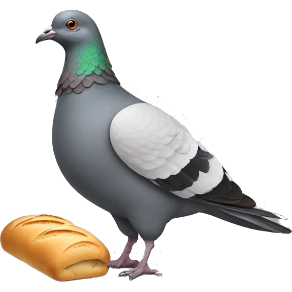 pigeon wearing boots made of bread emoji