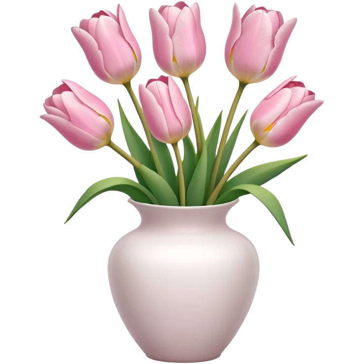 Light pink tulips in white vase emoji