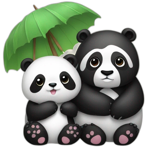 Highland cuttle and panda cuddling emoji