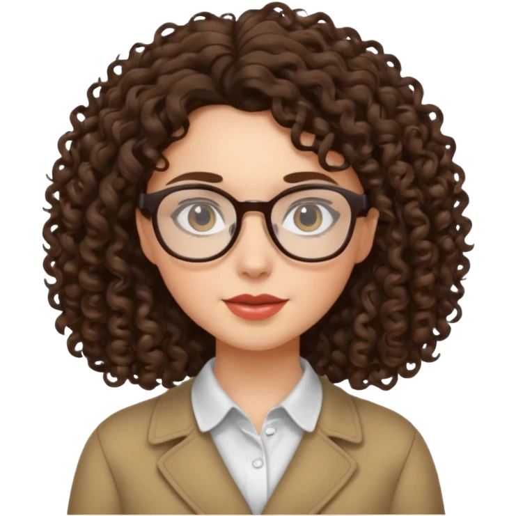 brunette girl with glasses and curly hair emoji