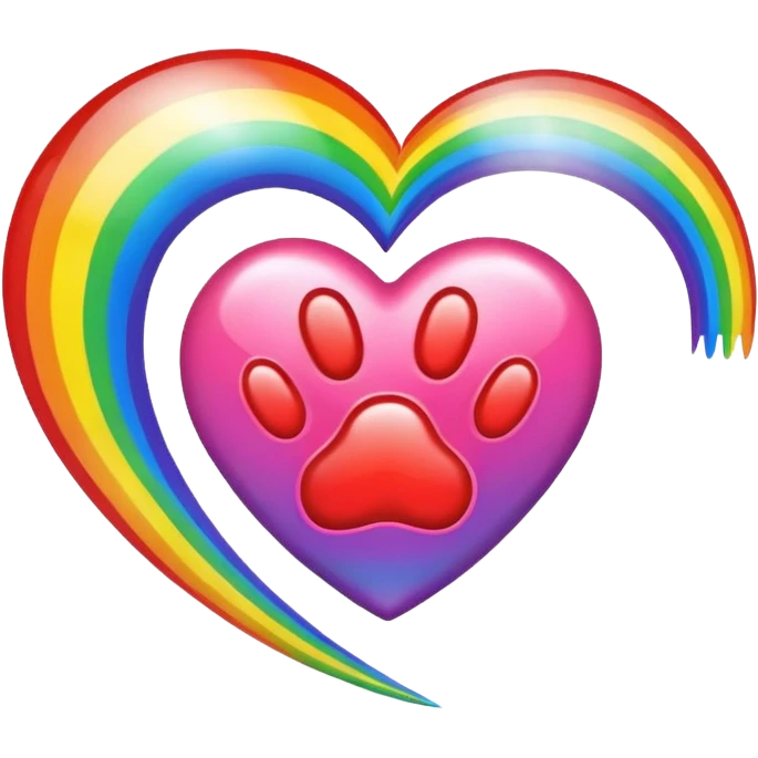 heart with a paw print and a rainbow trail emoji
