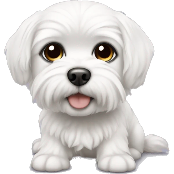 A cute Maltese with black eyes, short hair emoji
