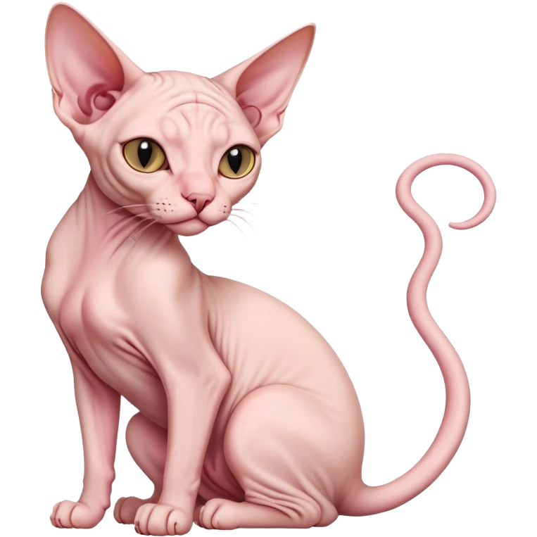 Light pink Sphynx cat curled tail emoji