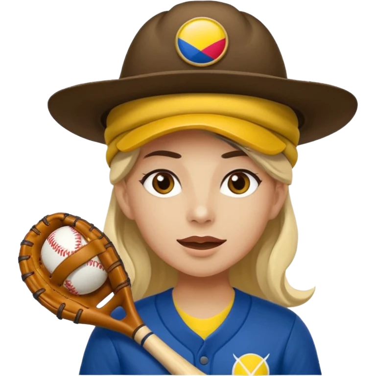 Un mono capuchino que predomine el color café, cara clara y expresiva, que lleve uniforme de softbol de Colombia, con un sombrero vueltiao' un poco inclinado, alegre, atlético y una gorra que diga "Yaifer" emoji