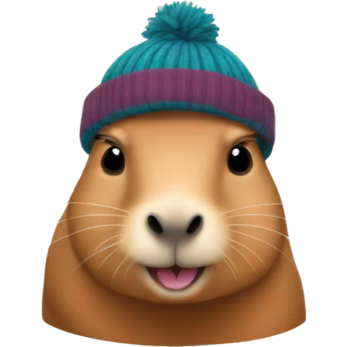 Cute capybara wearing a beanie emoji