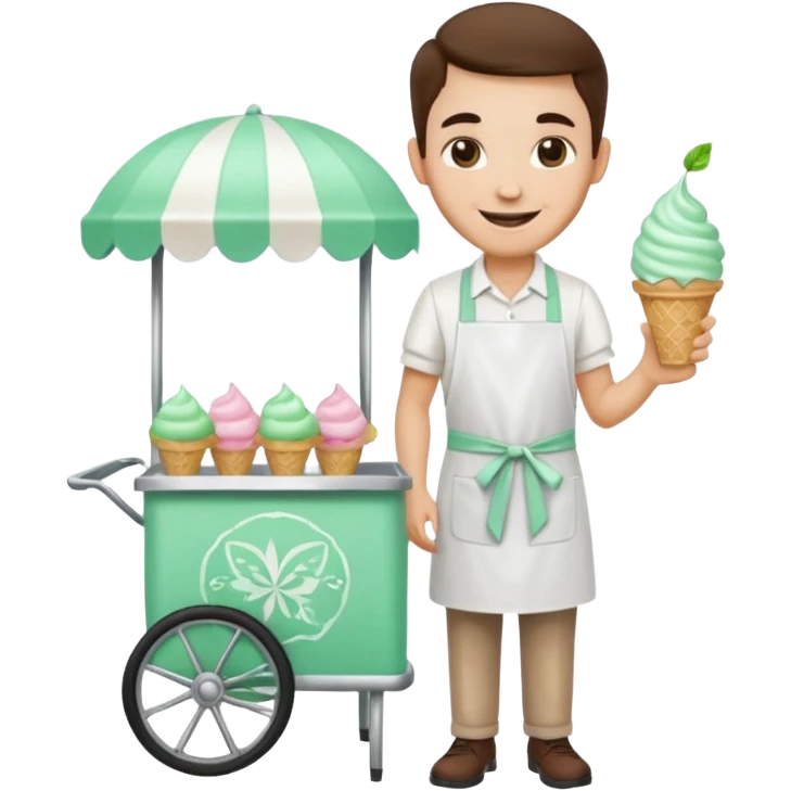 Vendor + mint cart,Ice Cream Vendor. emoji