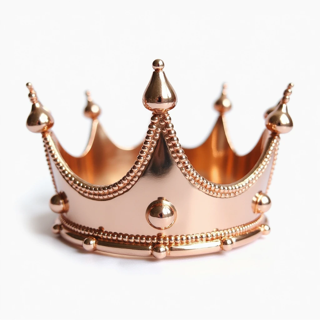 rose gold crown, stylized, shiny, metallic, minimal background emoji