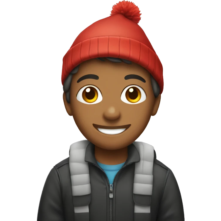 smiling boy in car interior Christmas hat emoji