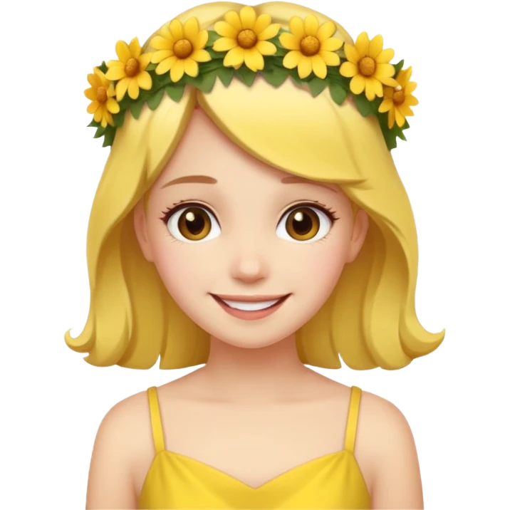 girl with flower crown in yellow dress emoji