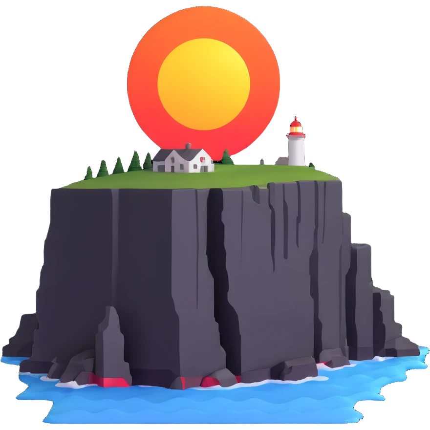 North Cape cliff with midnight sun over horizon emoji