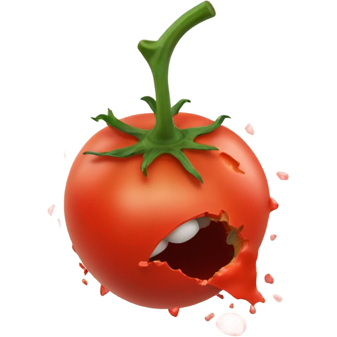  a smashed tomato, as if it had been thrown against a screen. The tomato should appear burst open, with juice splattered around emoji