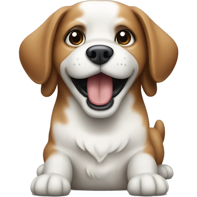 Dog talking on samsung fold phone emoji