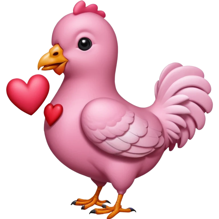 An pink pigeon eating heart shaped chicken  emoji