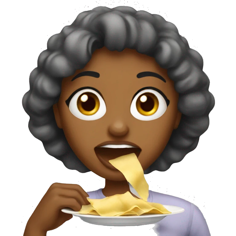 Woman eating ravioli emoji