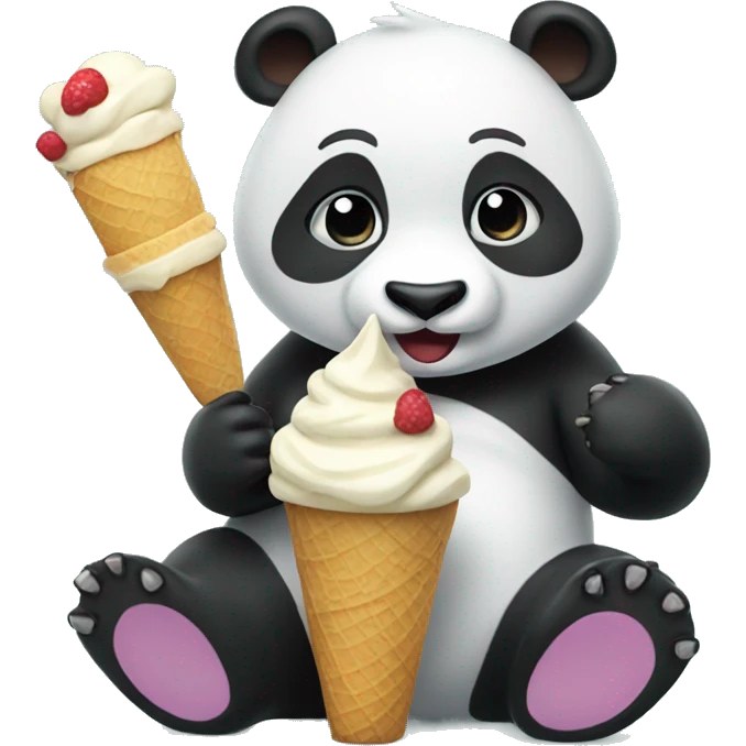 Panda eating ice cream emoji
