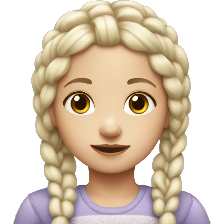 Little girl with white skin braided hair emoji